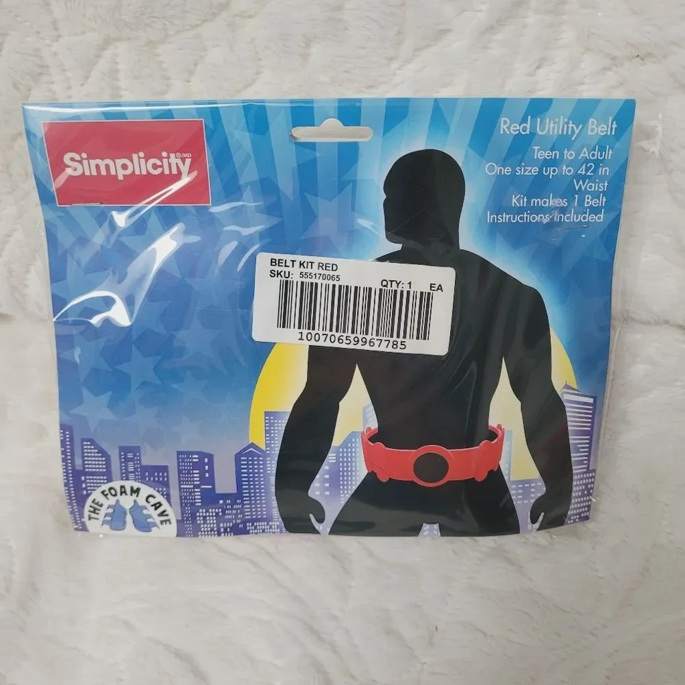 Simplicity Red Utility Belt Kit Foam Teen to Adult OS Max 42 Inch Waist New